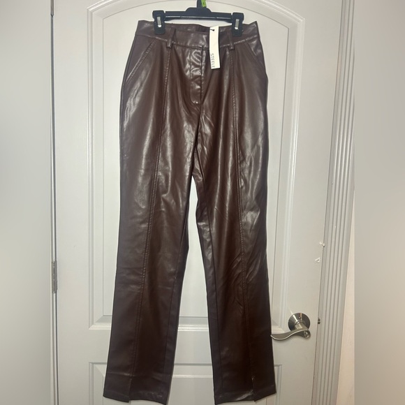 Steele Brown Faux Leather Pants size small NWT - Picture 2 of 11